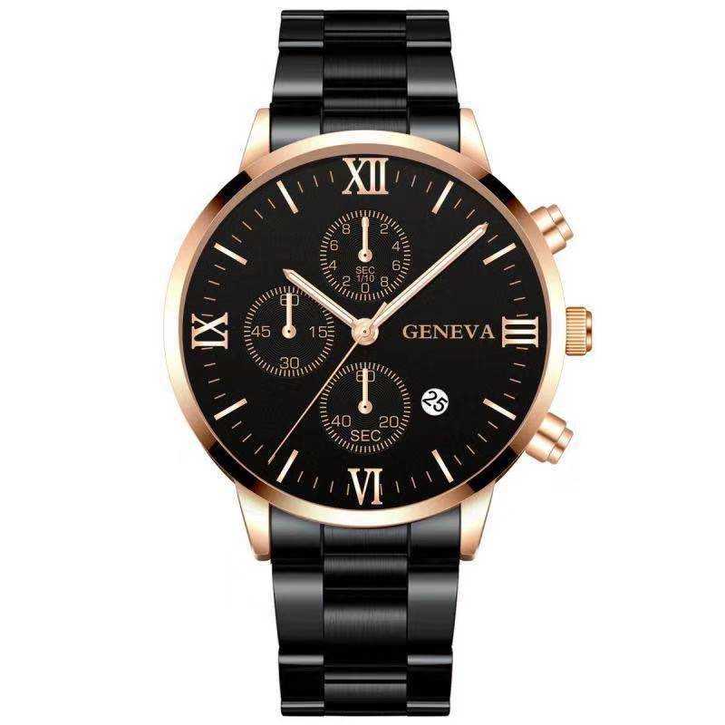 Steel Watch Men's Stainless Steel Three - eye Calendar - AMIR BAGS INDIA PRIVATE LIMITED