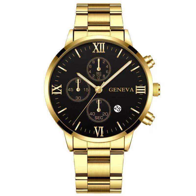 Steel Watch Men's Stainless Steel Three - eye Calendar - AMIR BAGS INDIA PRIVATE LIMITED