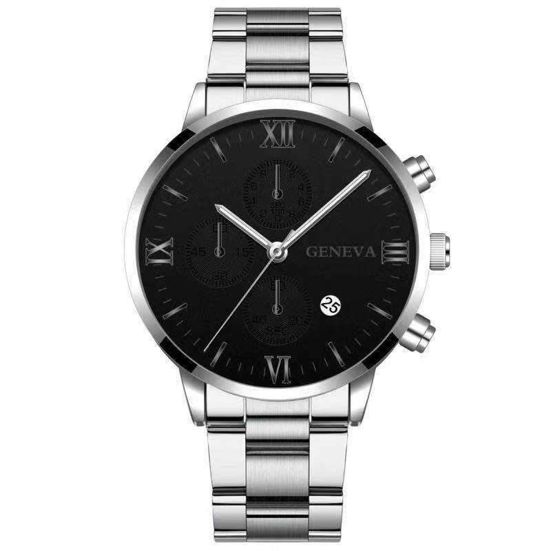 Steel Watch Men's Stainless Steel Three - eye Calendar - AMIR BAGS INDIA PRIVATE LIMITED
