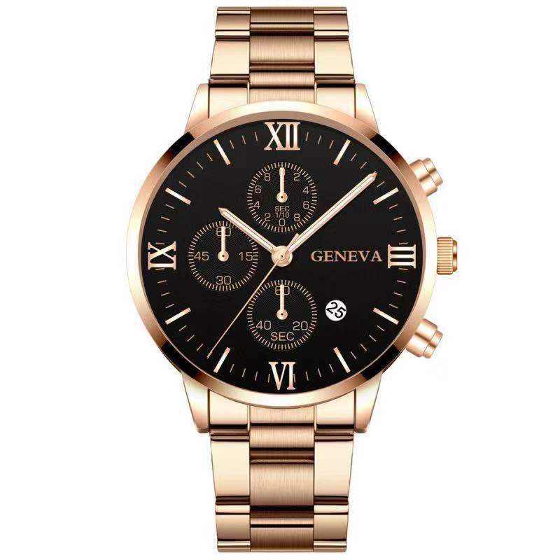 Steel Watch Men's Stainless Steel Three - eye Calendar - AMIR BAGS INDIA PRIVATE LIMITED