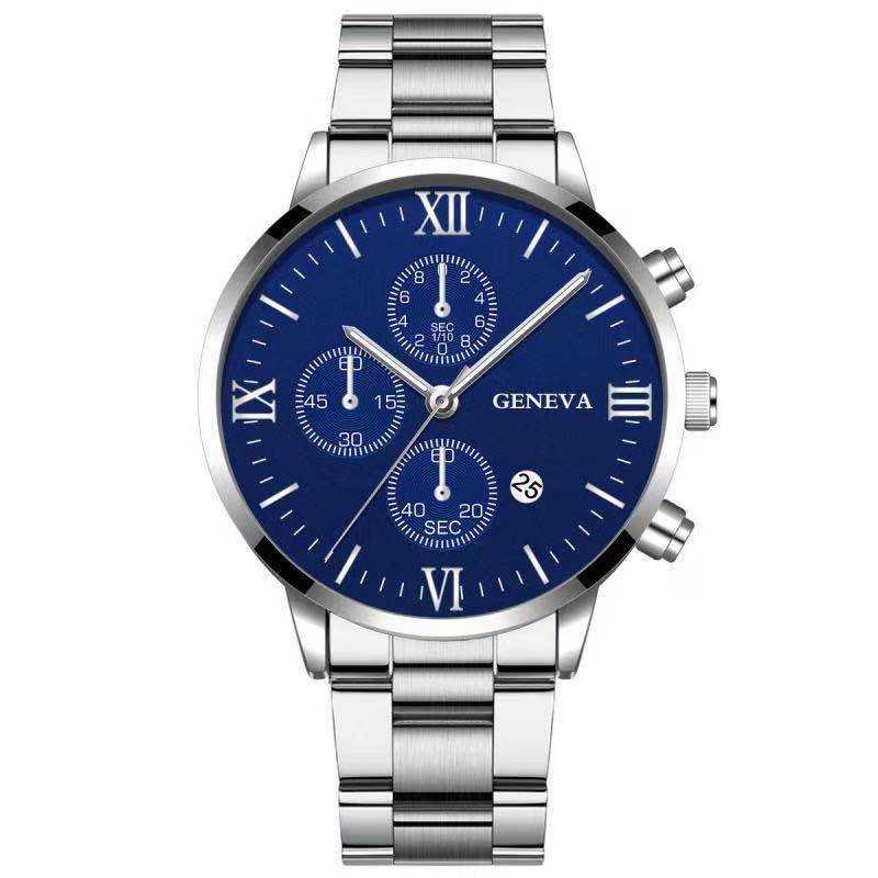 Steel Watch Men's Stainless Steel Three - eye Calendar - AMIR BAGS INDIA PRIVATE LIMITED