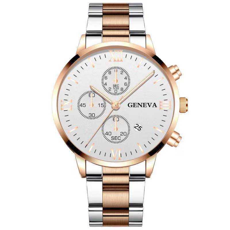 Steel Watch Men's Stainless Steel Three - eye Calendar - AMIR BAGS INDIA PRIVATE LIMITED