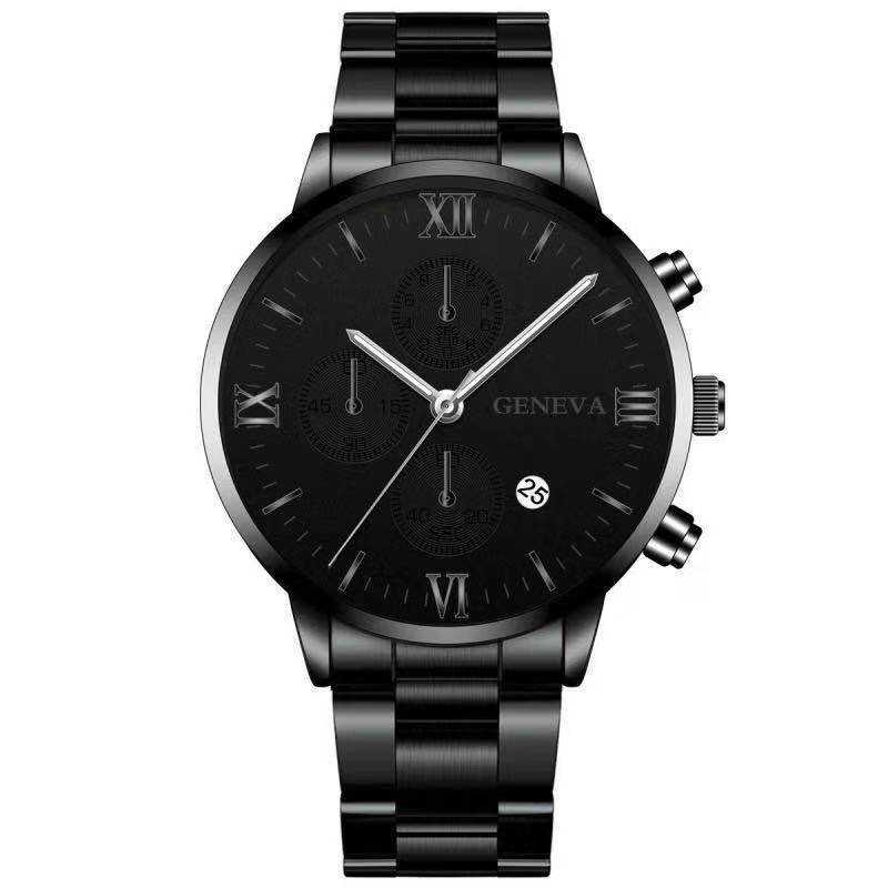 Steel Watch Men's Stainless Steel Three - eye Calendar - AMIR BAGS INDIA PRIVATE LIMITED