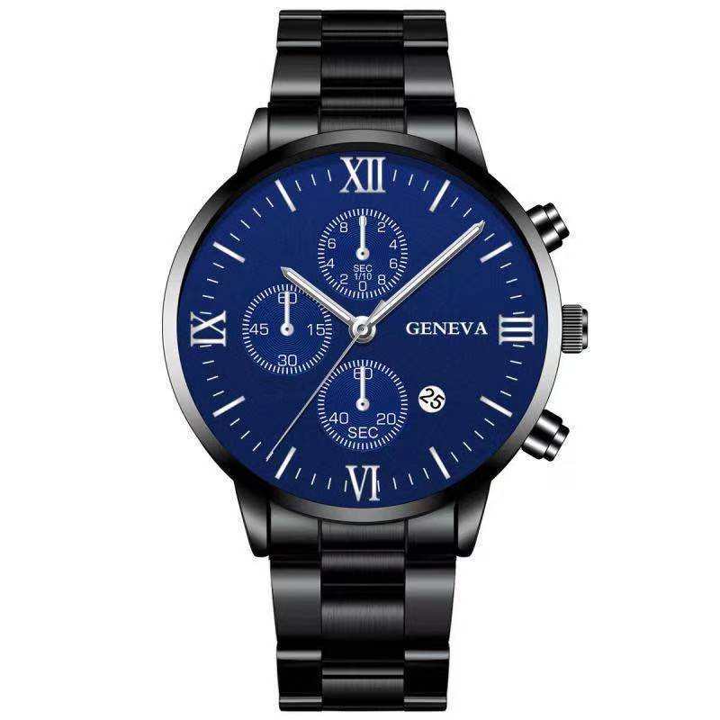 Steel Watch Men's Stainless Steel Three - eye Calendar - AMIR BAGS INDIA PRIVATE LIMITED