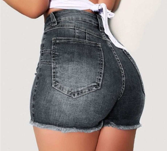 Stretch Slim Fit Ripped Tassel Denim Shorts For Women - AMIR BAGS INDIA PRIVATE LIMITED
