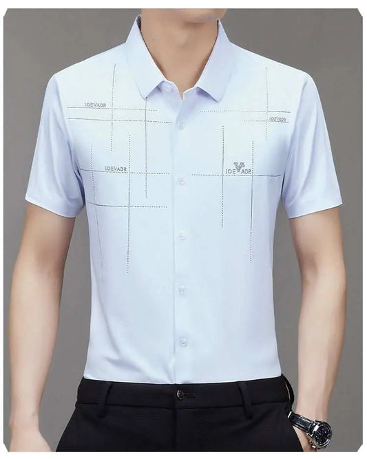 Summer New Men's Short-sleeved Shirt Seamless Business ShirtProduct information:Pattern: stripes Thickness: ordinary Color: white, black, wine red, dark green, dark blue, mechanical blue, sky blue Main fabric composition: PolDropshipmanAMIR BAGS INDIA PRIVATE LIMITEDnull