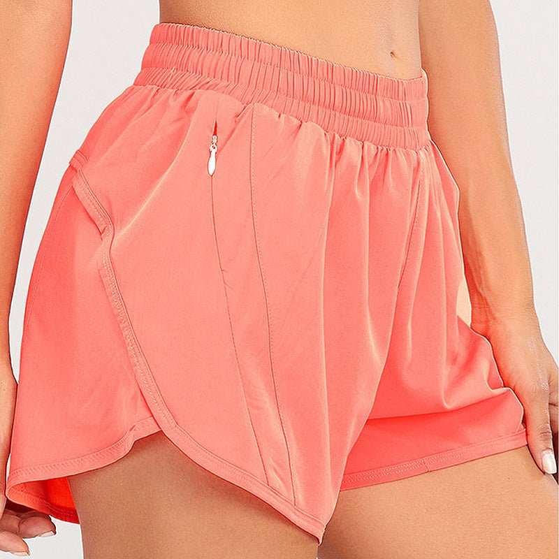 Summer Sports Shorts With Zipper Pockets Breathable Loose Anti - exposure Outdoor Running Fitness Pants For Womens Clothing - AMIR BAGS INDIA PRIVATE LIMITED