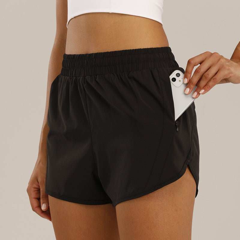 Summer Sports Shorts With Zipper Pockets Breathable Loose Anti - exposure Outdoor Running Fitness Pants For Womens Clothing - AMIR BAGS INDIA PRIVATE LIMITED