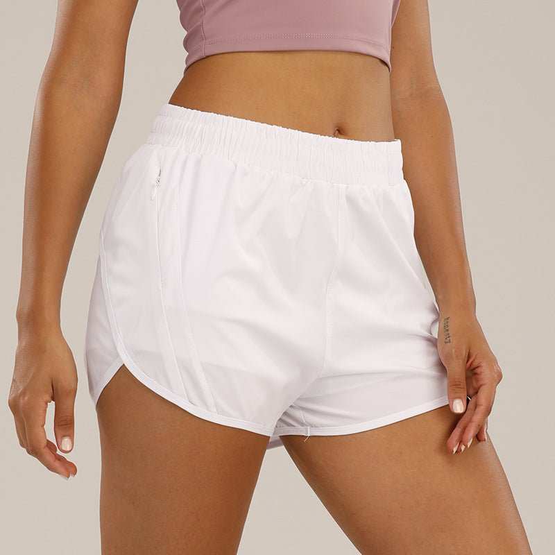Summer Sports Shorts With Zipper Pockets Breathable Loose Anti - exposure Outdoor Running Fitness Pants For Womens Clothing - AMIR BAGS INDIA PRIVATE LIMITED