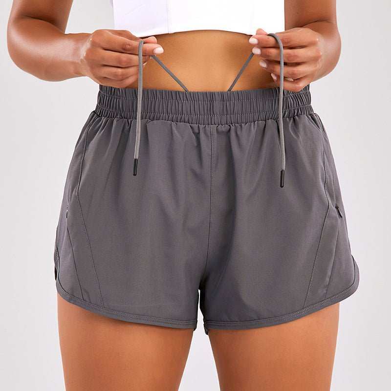 Summer Sports Shorts With Zipper Pockets Breathable Loose Anti - exposure Outdoor Running Fitness Pants For Womens Clothing - AMIR BAGS INDIA PRIVATE LIMITED