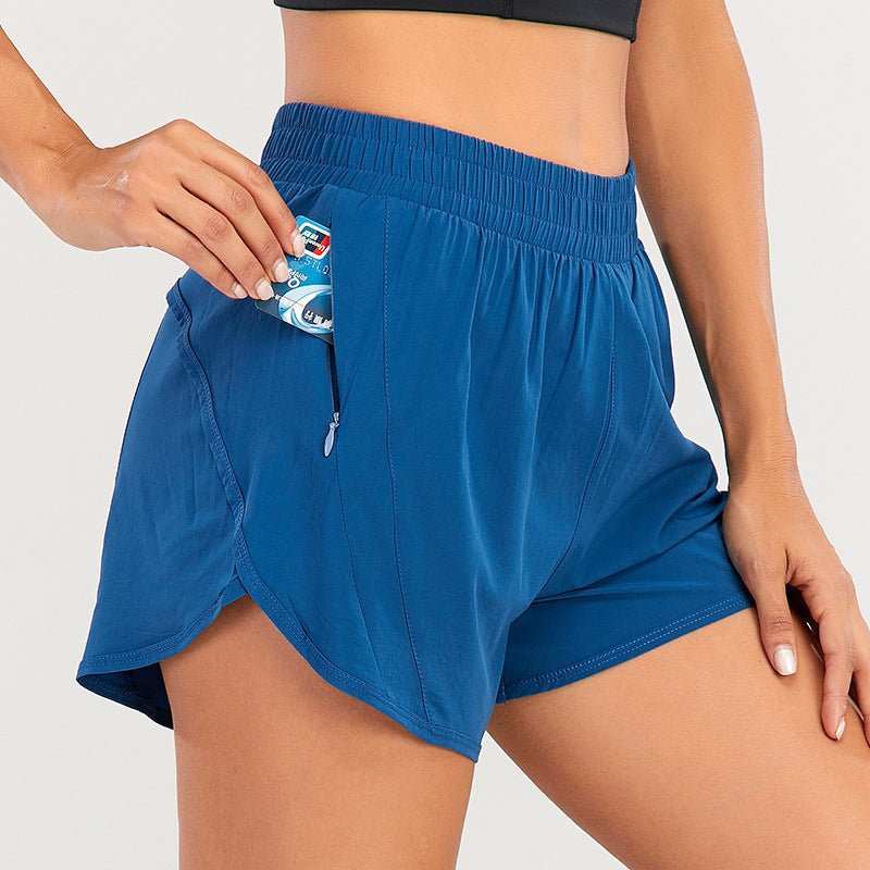 Summer Sports Shorts With Zipper Pockets Breathable Loose Anti - exposure Outdoor Running Fitness Pants For Womens Clothing - AMIR BAGS INDIA PRIVATE LIMITED