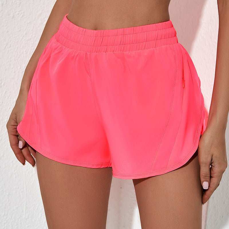 Summer Sports Shorts With Zipper Pockets Breathable Loose Anti - exposure Outdoor Running Fitness Pants For Womens Clothing - AMIR BAGS INDIA PRIVATE LIMITED