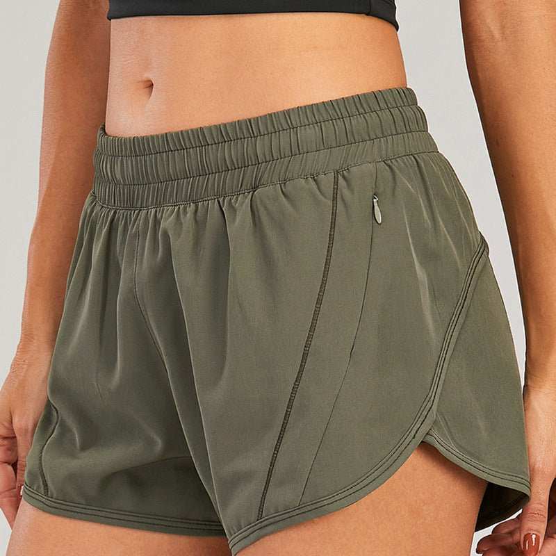 Summer Sports Shorts With Zipper Pockets Breathable Loose Anti - exposure Outdoor Running Fitness Pants For Womens Clothing - AMIR BAGS INDIA PRIVATE LIMITED