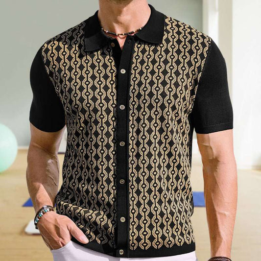 Summer Tencel Short-sleeved Sweater Lapel Jacquard Cardigan For MenProduct information:Pattern: GeometryColor: black, brown, blueDetails of clothing style: flockingSize: M,L,XL,2XL,3XLVersion: RegularThickness: ordinaryFabric name: DropshipmanAMIR BAGS INDIA PRIVATE LIMITEDnull
