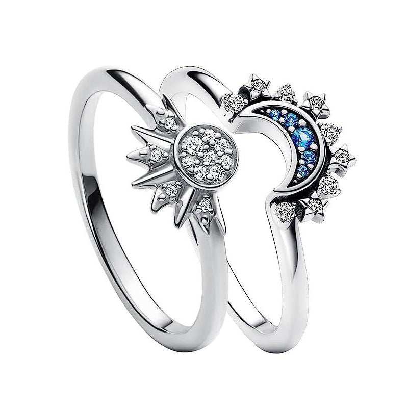 Sun And Moon Rings Couple Rhinestones Ring For Love Valentine's Day Jewelry - AMIR BAGS INDIA PRIVATE LIMITED
