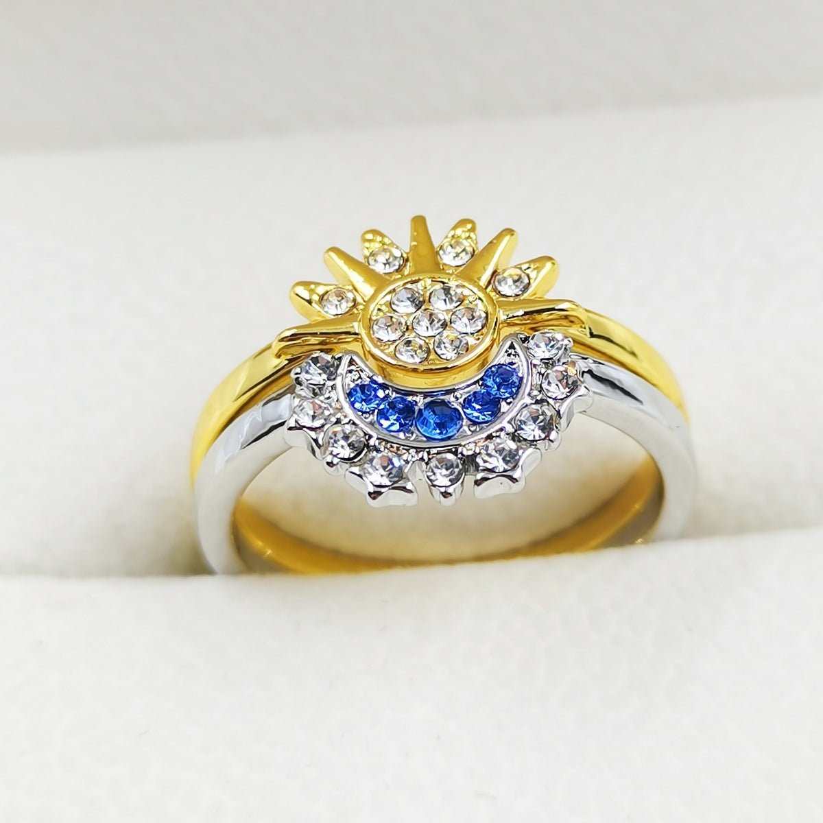 Sun And Moon Rings Couple Rhinestones Ring For Love Valentine's Day Jewelry - AMIR BAGS INDIA PRIVATE LIMITED