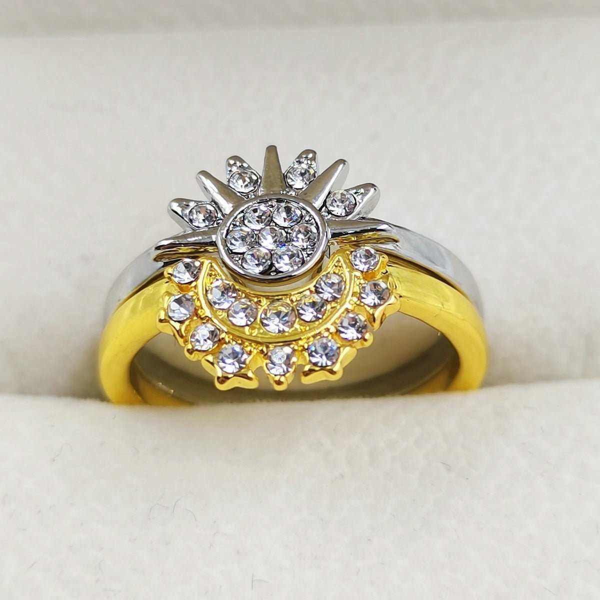 Sun And Moon Rings Couple Rhinestones Ring For Love Valentine's Day Jewelry - AMIR BAGS INDIA PRIVATE LIMITED