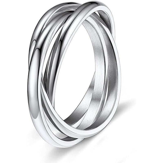 Three - ring Rotating Ring For Couple Creative Personalized Anxiety Relief Rings Women Geometric Jewelry - AMIR BAGS INDIA PRIVATE LIMITED