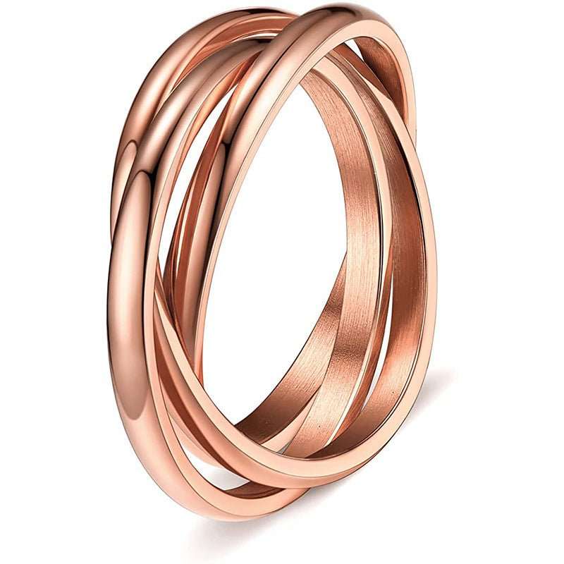 Three - ring Rotating Ring For Couple Creative Personalized Anxiety Relief Rings Women Geometric Jewelry - AMIR BAGS INDIA PRIVATE LIMITED