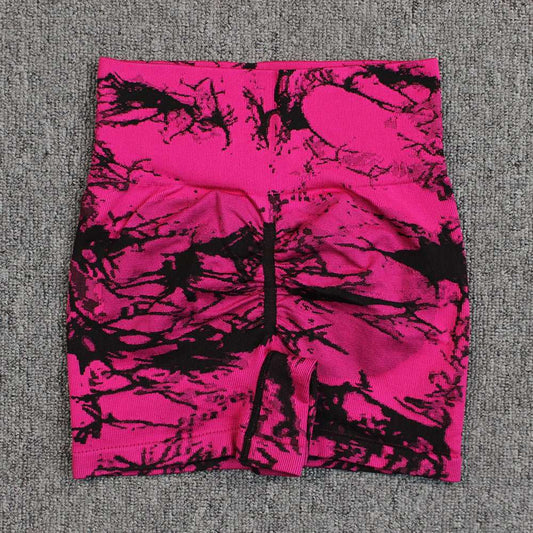 Tie - dye Printed Yoga Pants Summer Quick - drying Fitness Shorts Sexy High - waisted Hip - lifting Leggings Women Pants - AMIR BAGS INDIA PRIVATE LIMITED