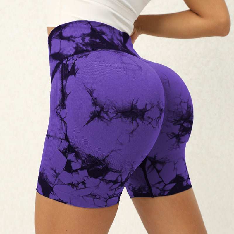 Tie - dye Printed Yoga Pants Summer Quick - drying Fitness Shorts Sexy High - waisted Hip - lifting Leggings Women Pants - AMIR BAGS INDIA PRIVATE LIMITED