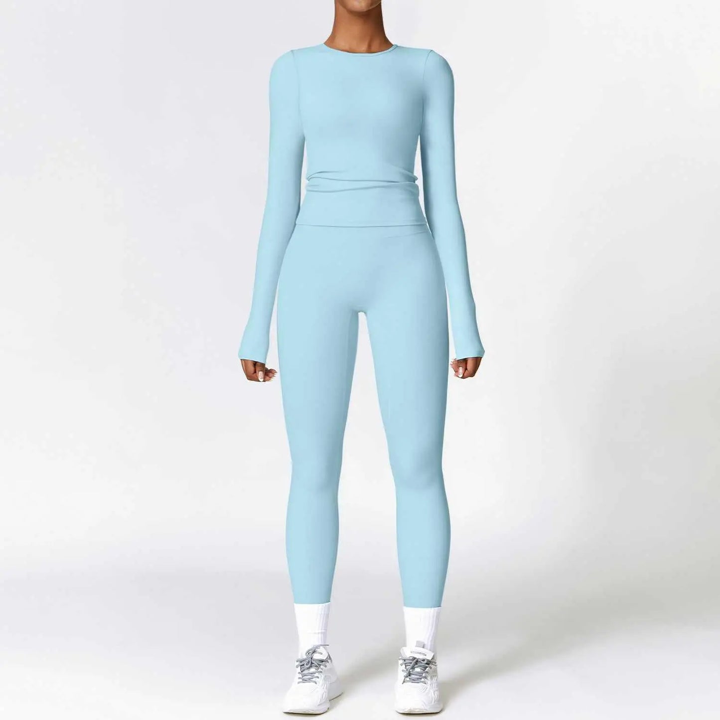Tight - fitting Brushed Yoga Suit Quick - drying Fitness Clothes Fitness Long Sleeve Tracksuits Sports Suit Gym Top High Waist Leggings Women Sets Yoga Set - AMIR BAGS INDIA PRIVATE LIMITED