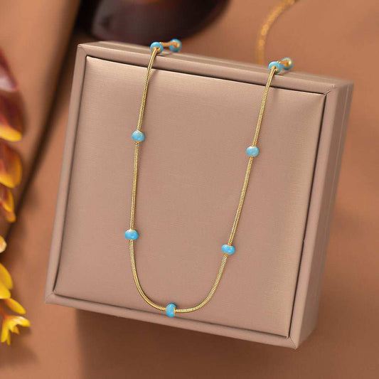 Titanium Steel Ball Drop Glaze Necklace For Women With A Colorless And Advanced Sense, Simple And Versatile Collar Chain Accessories - AMIR BAGS INDIA PRIVATE LIMITED
