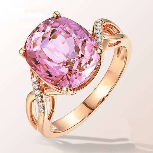 Tourmaline Ring, The European And American Fashion Engagement Ring Female Powder Crystal Inlay Zircon Ring - AMIR BAGS INDIA PRIVATE LIMITED