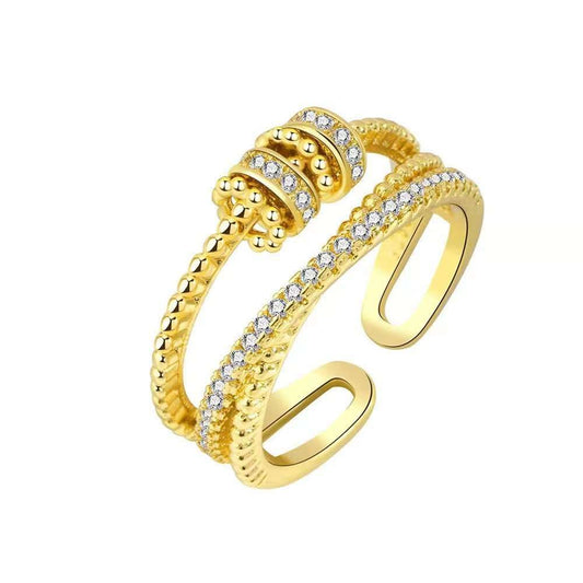Turnable Anxiety Rings With Bead Relieve Stress Rings For Women Men Jewelry - AMIR BAGS INDIA PRIVATE LIMITED