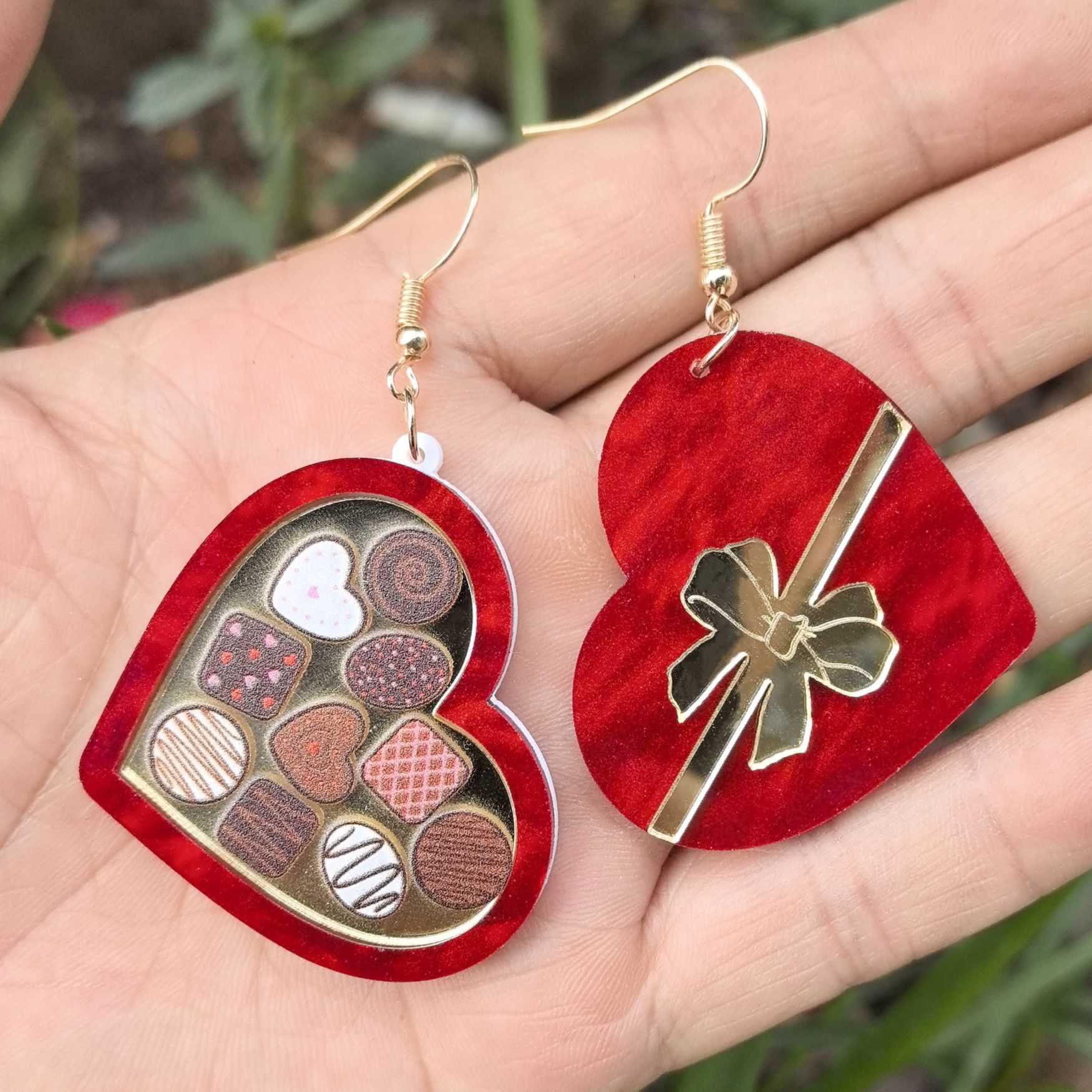 Valentine's Day Red Gift Box Heart Earrings For Women Romantic You Make ME Melt Ice Cream Acrylic Drop Earring Designer Jewelry - AMIR BAGS INDIA PRIVATE LIMITED