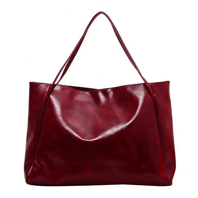Vintage Women's Tote Bag Athletic Casual Fashion Large Capacity Leather Shoulder Bag Shopper Harajuku Simple Handbag - AMIR BAGS INDIA PRIVATE LIMITED