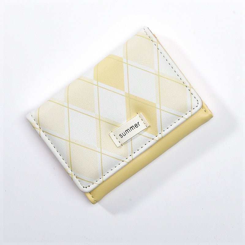 Wallet Women's Short Plaid Small Fresh Folding - AMIR BAGS INDIA PRIVATE LIMITED