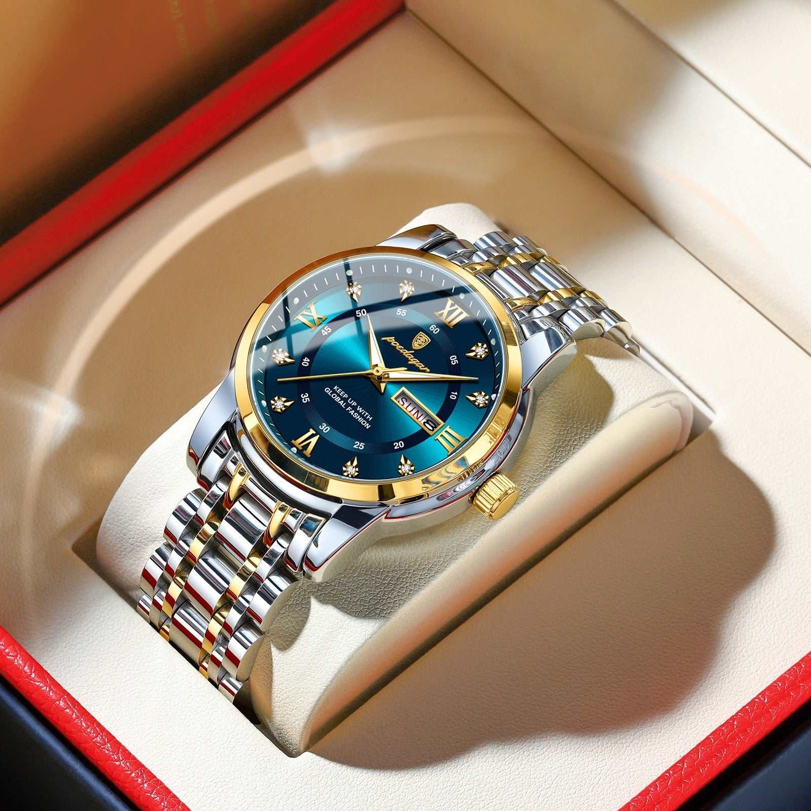 Waterproof Men's Double Calendar Luminous Quartz Watch - AMIR BAGS INDIA PRIVATE LIMITED