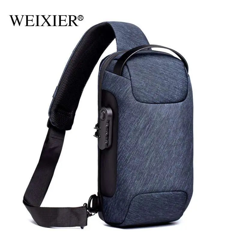 Waterproof USB Anti - theft Bag Men Oxford Crossbody Shoulder Bag Sling Multifunction Short Travel Messenger Chest Pack - AMIR BAGS INDIA PRIVATE LIMITED