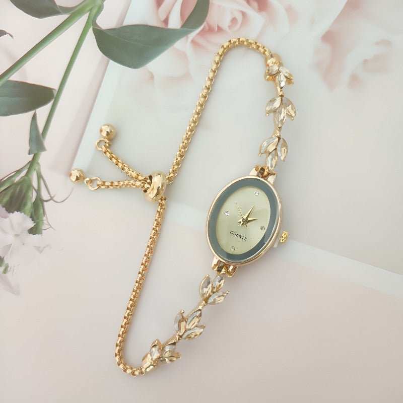 Wheat Diamond Women's Watch Free Adjustment Pull - out Women's - AMIR BAGS INDIA PRIVATE LIMITED