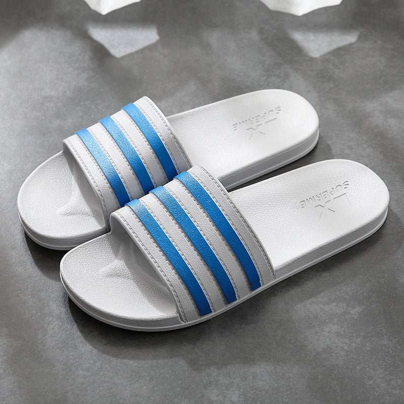 White Stripes Slippers For Women And Men Bathroom Slippers Home Shoes - AMIR BAGS INDIA PRIVATE LIMITED