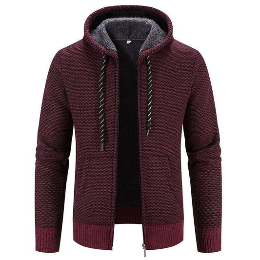 Winter Coat Zipper Closure Solid Color Long Sleeves Drawstring With Hat Keep Warm Casual Thicken Plush Sweater Coat For Daily - AMIR BAGS INDIA PRIVATE LIMITED