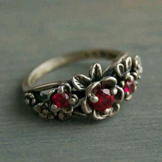 Women's Fashion Retro Red Zircon Ring - AMIR BAGS INDIA PRIVATE LIMITED