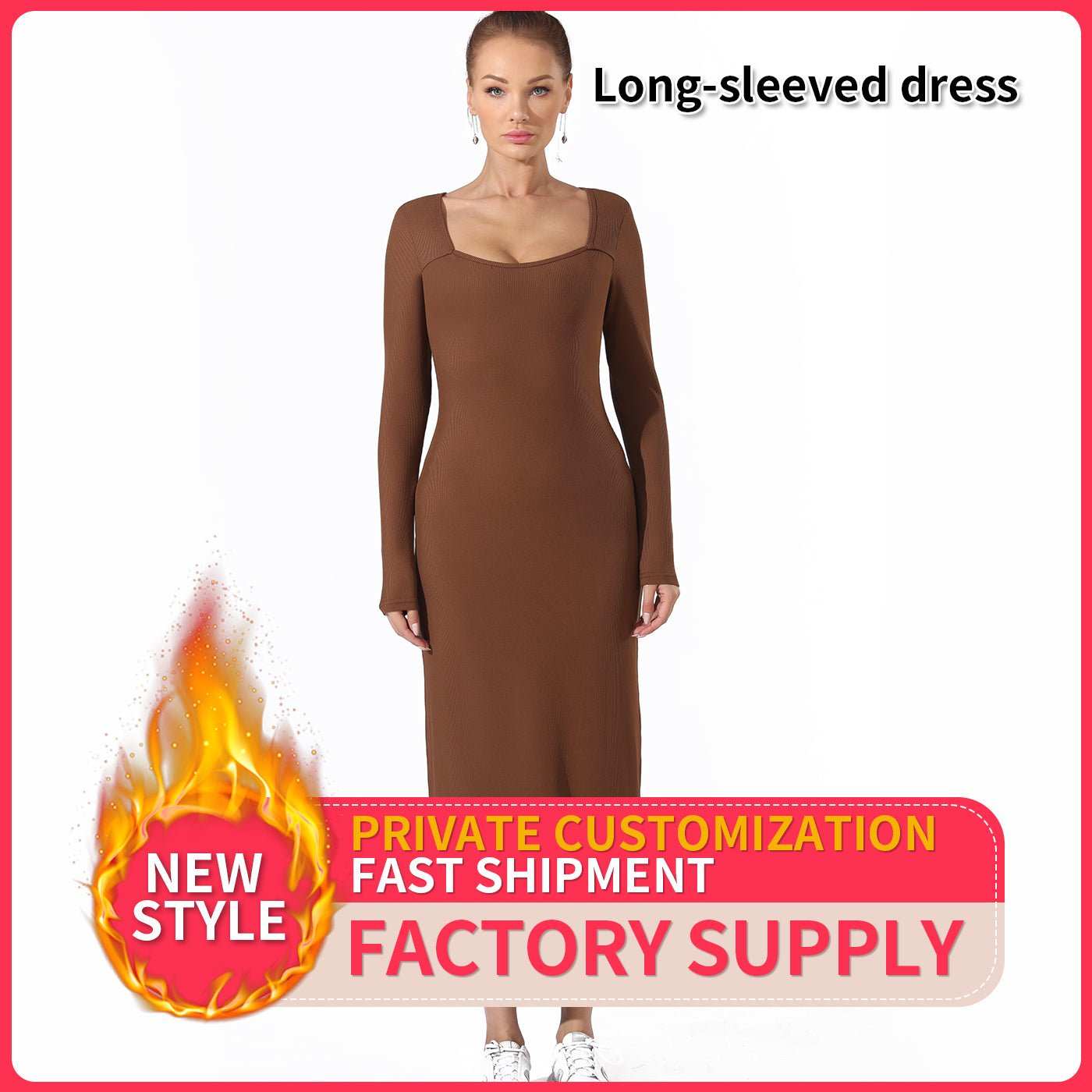 Women's Fashion Simple Solid Color Dress - AMIR BAGS INDIA PRIVATE LIMITED