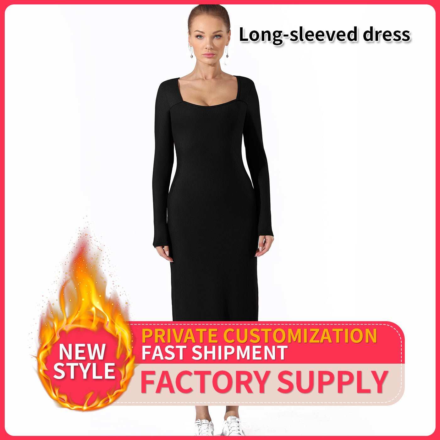 Women's Fashion Simple Solid Color Dress - AMIR BAGS INDIA PRIVATE LIMITED