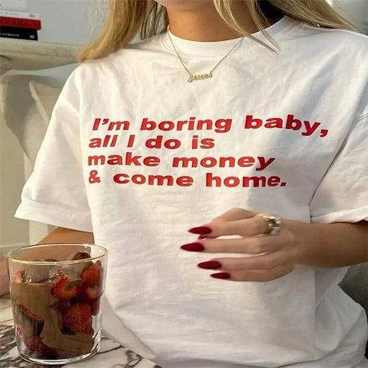 Women's Fashionable English Printed Short - sleeved T-shirt - AMIR BAGS INDIA PRIVATE LIMITED