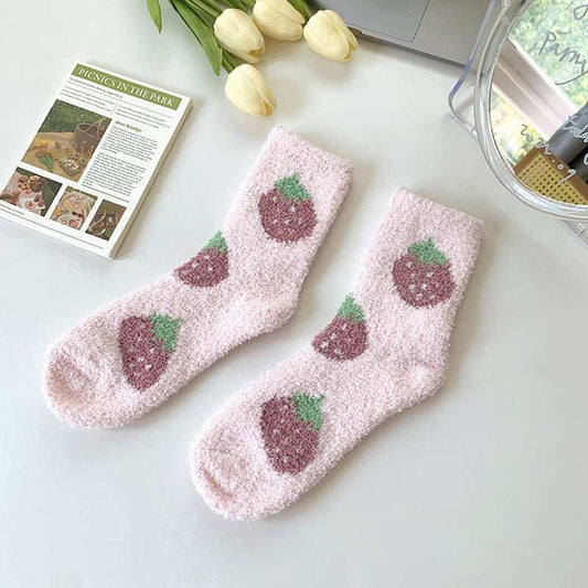 Women's Fashionable Simple Coral Fleece Mid - calf Socks - AMIR BAGS INDIA PRIVATE LIMITED