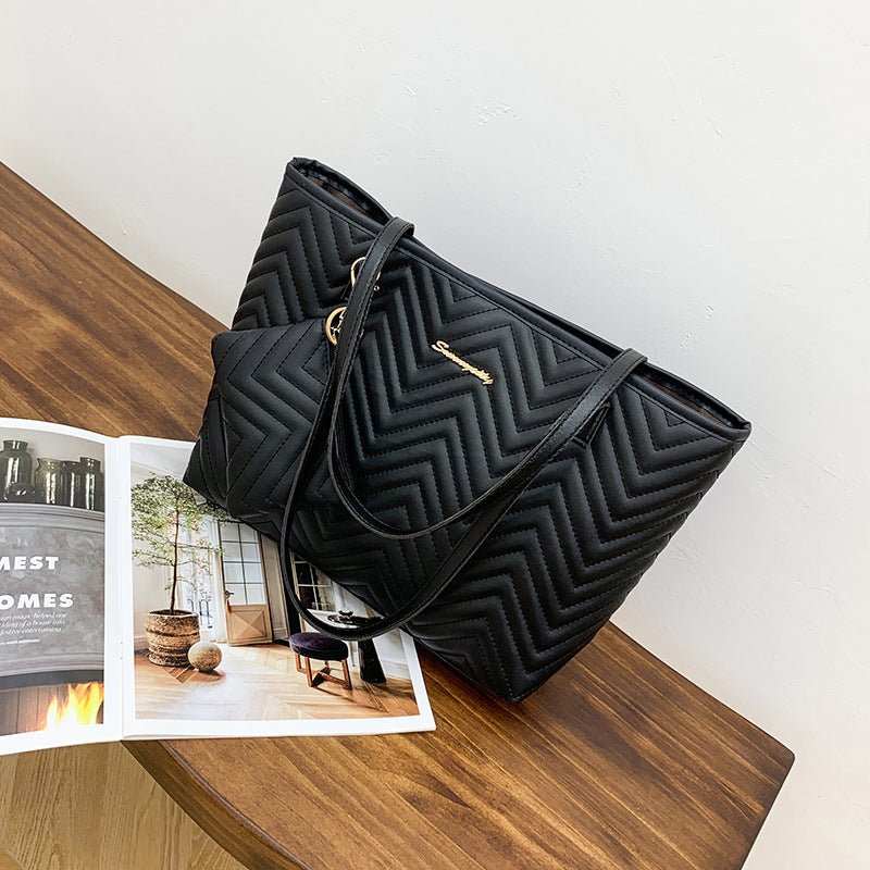 Women's Fashionable Wave Pattern Diamond Plaid Embroidered Shoulder Bag - AMIR BAGS INDIA PRIVATE LIMITED