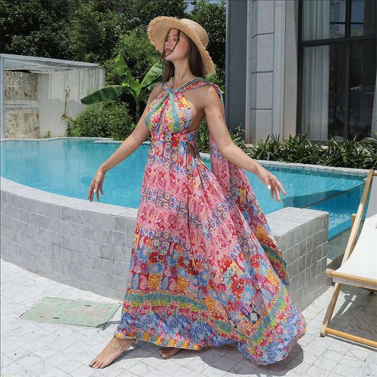 Women's Floral Style Large Hem Dress - AMIR BAGS INDIA PRIVATE LIMITED