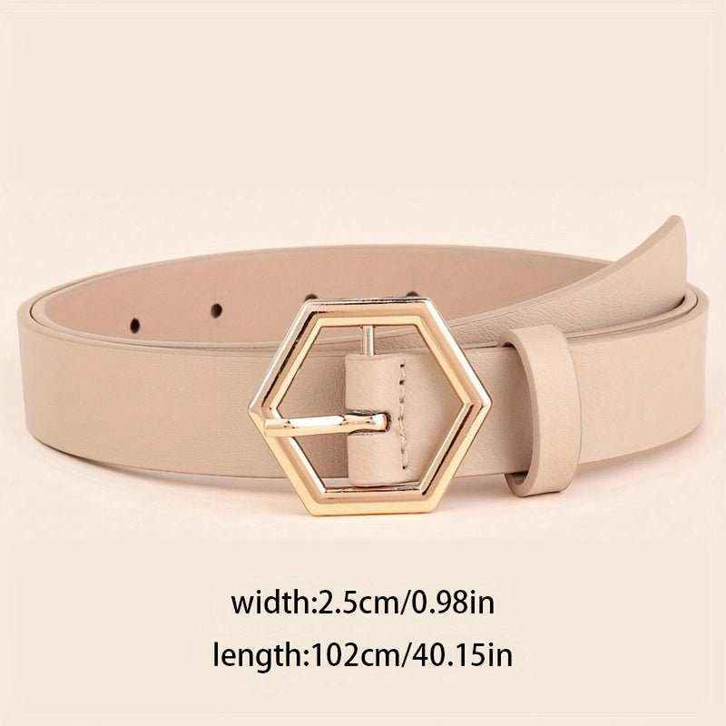 Women's Hexangular Star Irregular Gold Buckle PU Belt - AMIR BAGS INDIA PRIVATE LIMITED