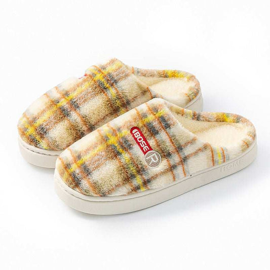 Women's Home Plush Warm Non - slip Plaid Cotton Shoes - AMIR BAGS INDIA PRIVATE LIMITED