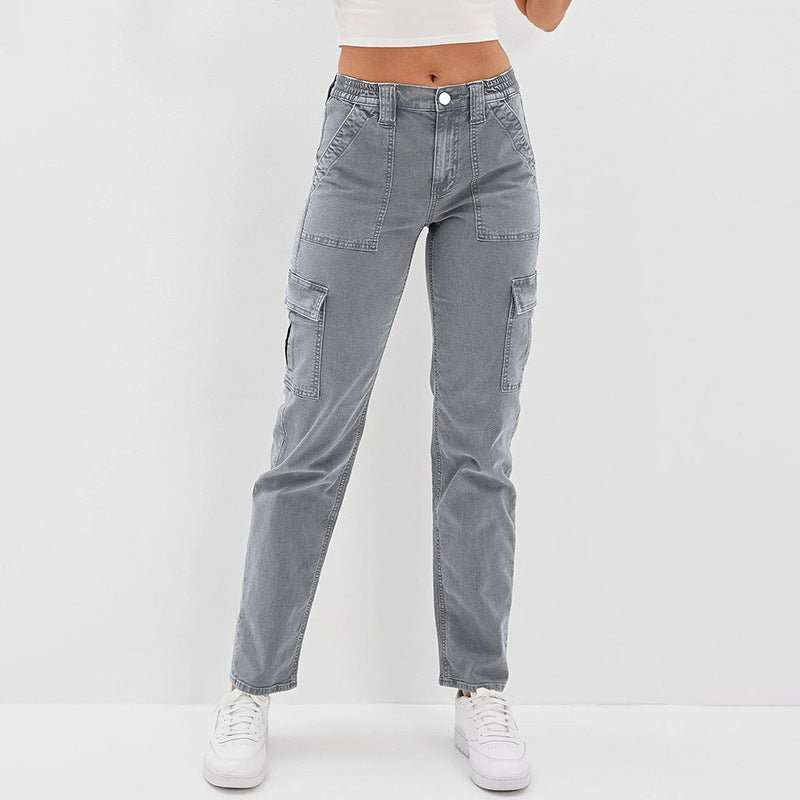 Women's Jeans Multi - bag High Waist Wash Straight - AMIR BAGS INDIA PRIVATE LIMITED