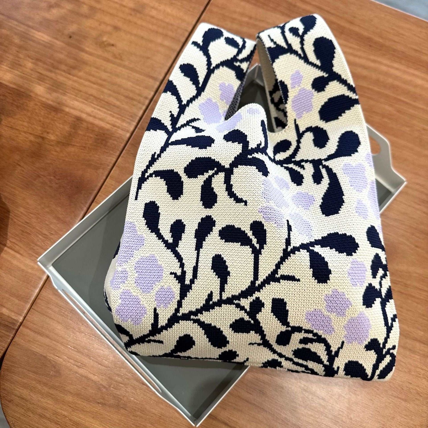 Women's Knitted Simple Branch Printed Handbag - AMIR BAGS INDIA PRIVATE LIMITED