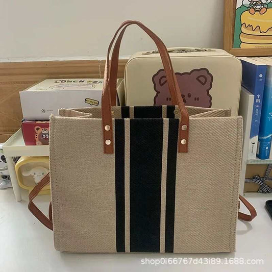Women's Portable Briefcase Professional Commute Striped Minimalist Shoulder Bag - AMIR BAGS INDIA PRIVATE LIMITED