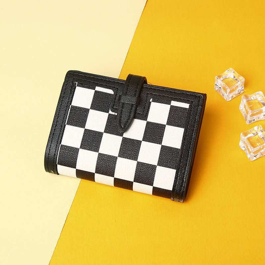 Women's Short Tri - fold Fashion Color Contrast Vintage Leather Wallet - AMIR BAGS INDIA PRIVATE LIMITED
